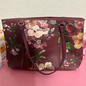 Dana Buchman Burgundy Floral Tote